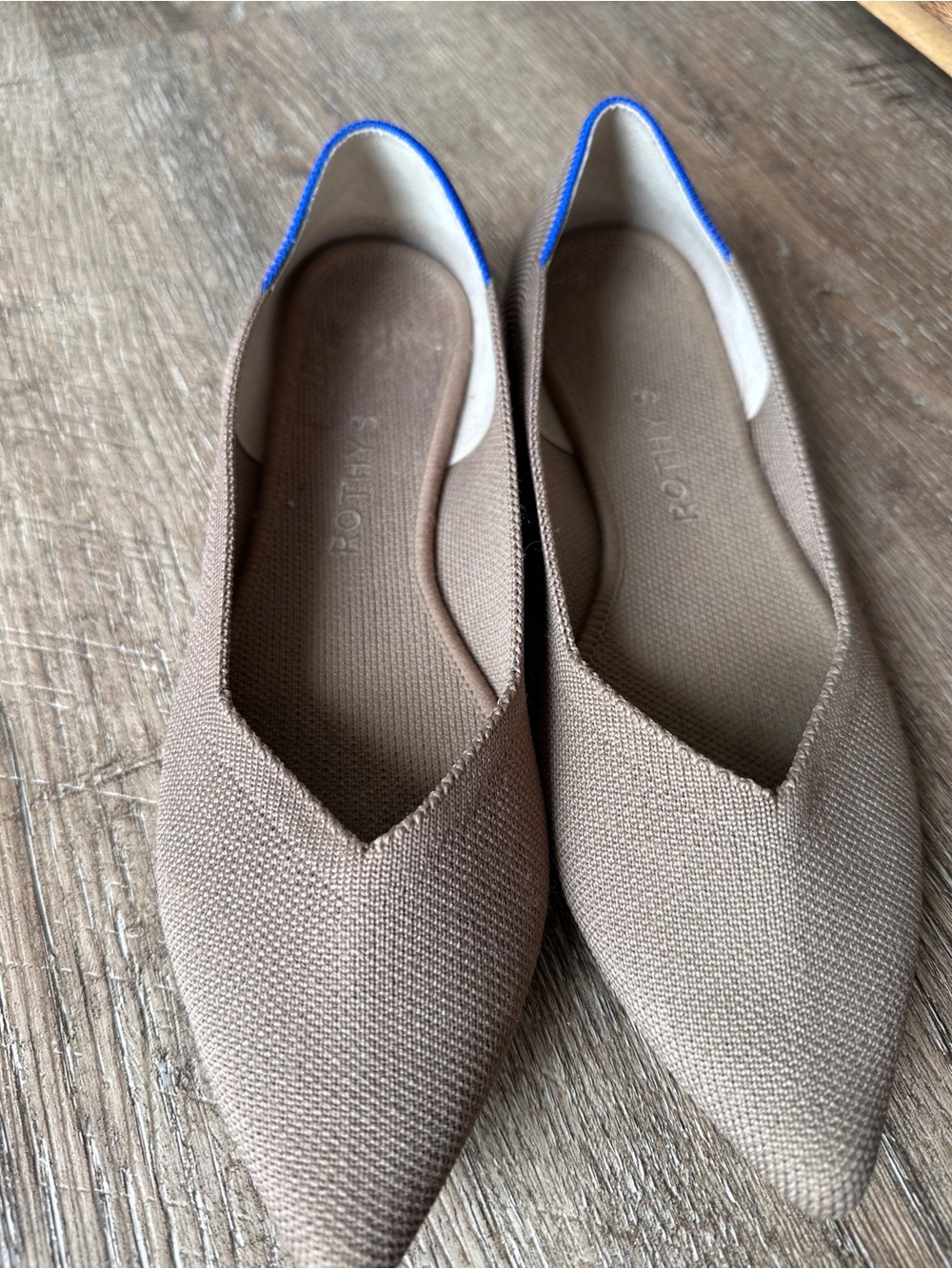 Rothy’s The Point Knit Pointed Toe Flats - Tan / Neutral Ecru - Size 8.5 - Picture 2 of 6